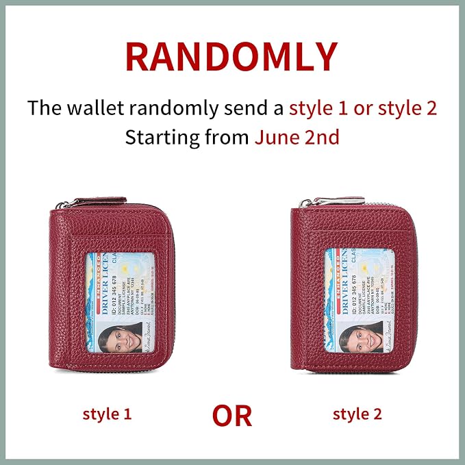 RNIEGA Credit Card Holder Wallet RFID Blocking Leather Small Wallet for Women Double Zipper Wallet with ID Window - Image 2