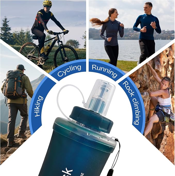 GUYI 700ml Collapsible Water Filter Bottle, Removes Impurities, BPA Free, Ultralight for Hiking, Camping, Cycling & Travel-Dusty Blue - Image 7