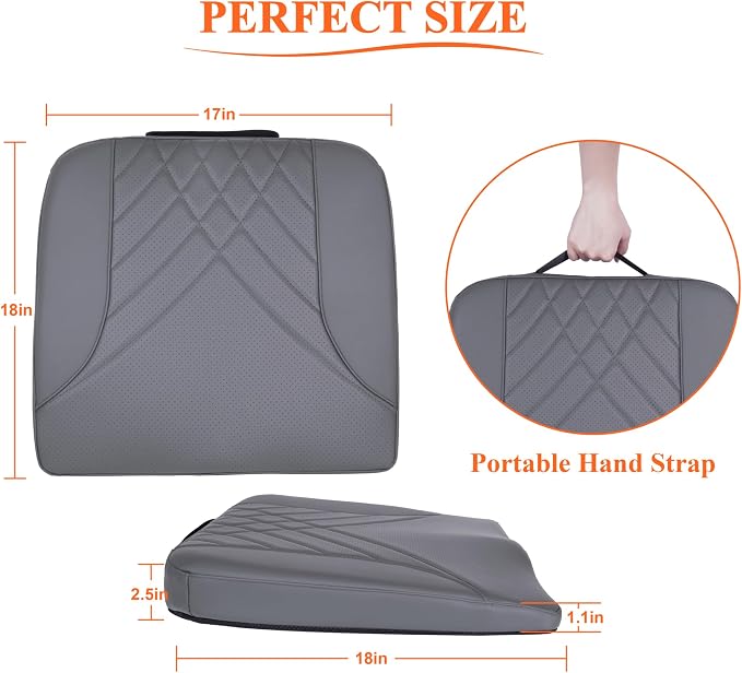 kingphenix Memory Foam Car Seat Cushion for Driving Comfort and Office Use | Coccyx and Lower Back Pressure Relief, Non-Slip Seat Cushion for Car, Truck, SUV, Long Drives and Office Chair, Dark Gray - Image 6