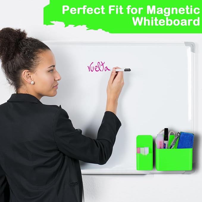 KITANIS Magnetic Pen Holder,2 Pack Magnetic Dry Erase Marker Holder with Generous Compartments,Strong Magnet Storage Marker Pen Pencil Organizer for Refrigerator,Whiteboard,Locker Accessories - Image 5