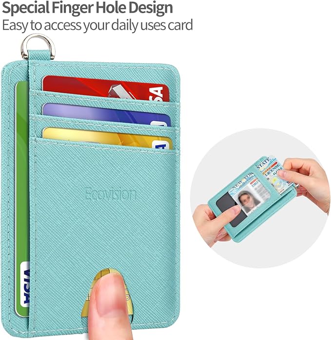 Slim Minimalist Front Pocket Wallet, RFID Blocking Credit Card Holder Wallet with Detachable D-Shackle for Men Women - Image 6