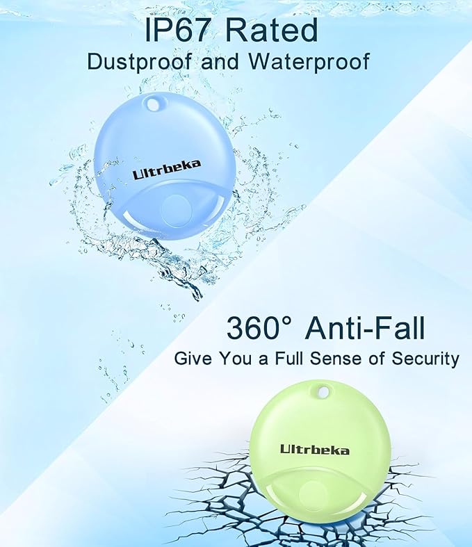Ultrbeka Air Tracker Tag 4 Pack Bluetooth Item Finder for iPhone – MFi Certified Smart Tracker Compatible with Apple Find My, IP67 Waterproof Key Finder for Keys, Wallet, Luggage, Bike, Backpack - Image 6