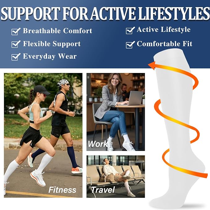 Sooverki Compression Socks for Women and Men Circulation (3/4 Pairs) is Best Support for Running Athletic Cycling Hiking - Image 4