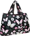 allydrew Large Foldable Tote Nylon Reusable Grocery Bags, Midnight Butterfly by allydrew
