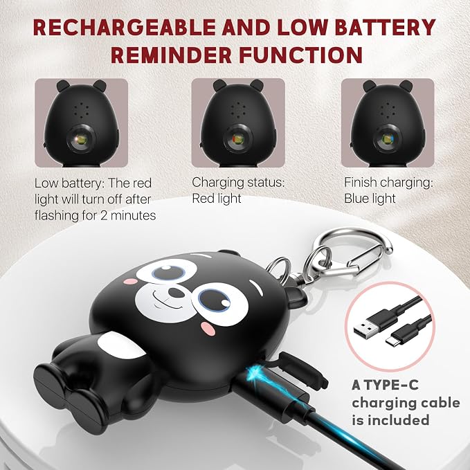 Rechargeable Personal Alarm for Women – 130dB Loud Emergency Alarm Keychain with Strobe Light, Self-Defense Safety Alarm with Low Battery Alert for Women, Kids & Seniors - Image 4