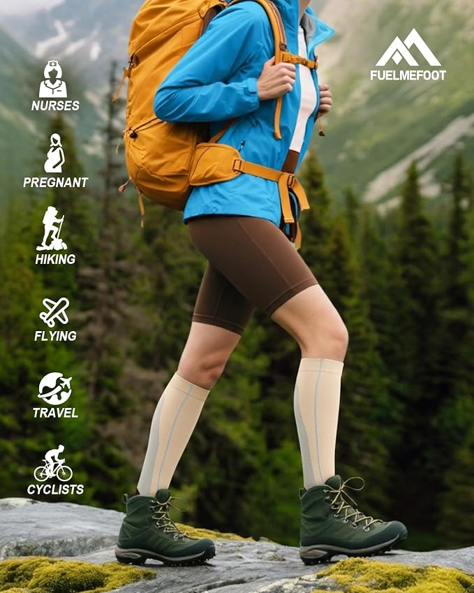 6 Pairs Compression Socks for Women & Men 15-20mmHg Knee High Socks | Graduated Compression Socks Supports Circulation, Ideal for Nurses Pregnancy, Travel, Flying, Running & Daily Wear - Image 7
