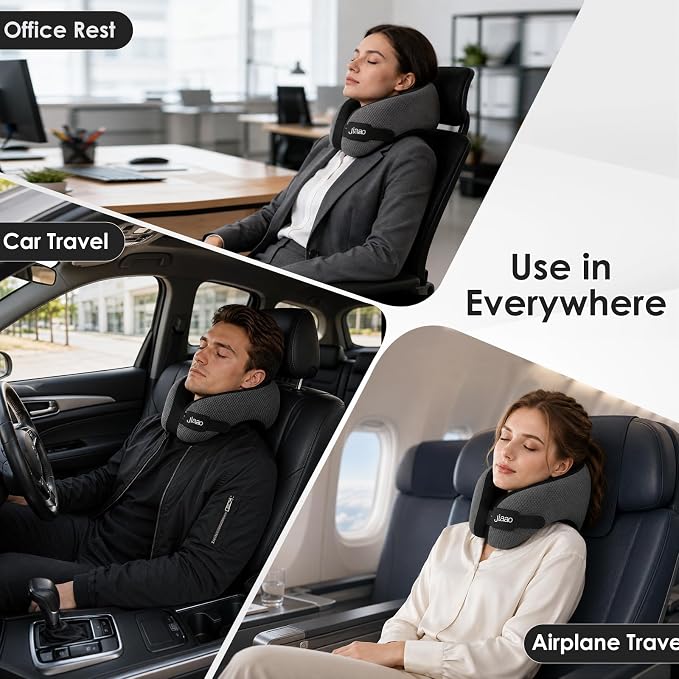 Ergonomic Travel Pillow,100% Memory Foam Travel Neck Pillow for Airplanes | 360° Neck & Chin Support Airplane Pillow For Long Flights,Airplane Travel Essentials With 3d Eye Mask, Earplugs,Carry Case - Image 8