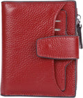 Women's RFID Blocking Leather Small Compact Bi-fold Zipper Pocket Wallet Card Case Purse with id Window by AINIMOER