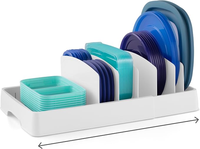 YouCopia StoraLid Food Container Lid Organizer, Expandable with Tall Dividers, White by YouCopia