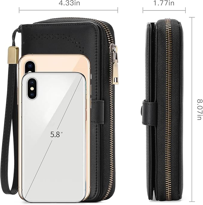 GAEKEAO Leather Credit Card Holder Wallet for Women RFID Blocking Large Capacity Bifold Zipper Card Case Organizer with Wristlet 45 Slots - Image 3