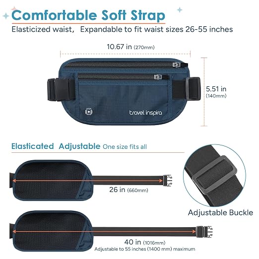 travel inspira Luggage Scale Battery-Free and RFID Blocking Travel Money Belt with Anti-Thief Zip - Slim Passport Holder - Image 8