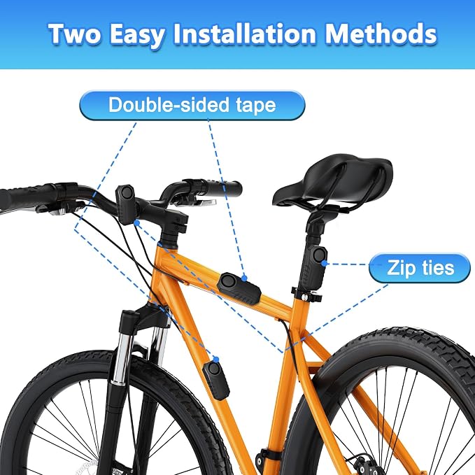 Wireless Bike Alarm with Blue Light Remote | 113dB Vibration Motion Sensor Alarm,IP65 Waterproof,7-Level Sensitivity,SOS Alert,for Bicycle,Motorcycle,Scooter - Image 7
