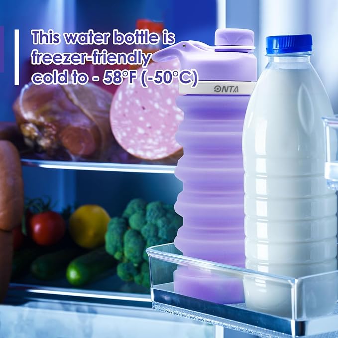ONTA Collapsible BPA Free Silicone Water Bottle, 20oz - Portable, Leakproof, Easy Clean, Shatter Resistant, Travel Friendly - Image 7