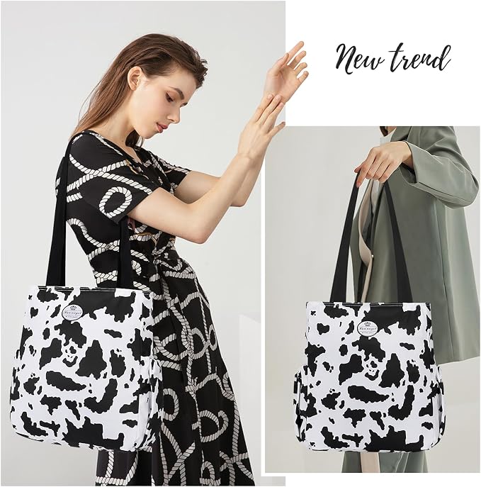 HUA ANGEL Floral Tote Bag - Casual Shoulder Bag Daily Tote Bag with Zipper Gym Travel Shopping Work Handbag for Women - Image 6