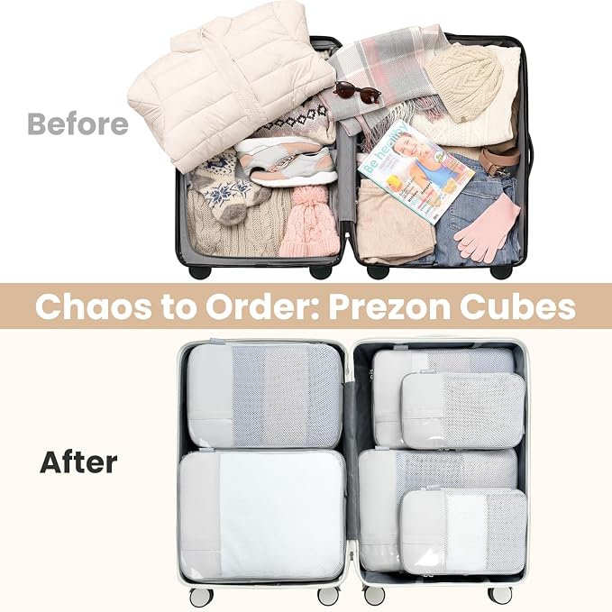 Compression Packing Cubes for Travel, Lightweight Vacation Travel Essentials, Travel Accessories for Suitcase Organizer Bags Set, Durable Luggage Organizer - Image 8