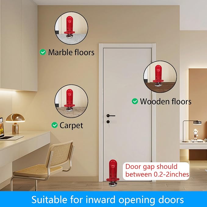 Door Stoppers Security, Portable Door Lock for Travel, Hotel Safety Device | Easy to Install and Remove, Compact Travel Security Solution for Woman, Fits Most Inward-Swing Doors, Fits 0.2"–2" Door Gaps - Image 4
