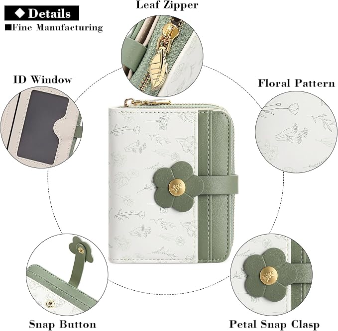 Small Wallet for Women Rfid Bifold Leather Card Holder Wallet With Zipper Pocket - Image 5