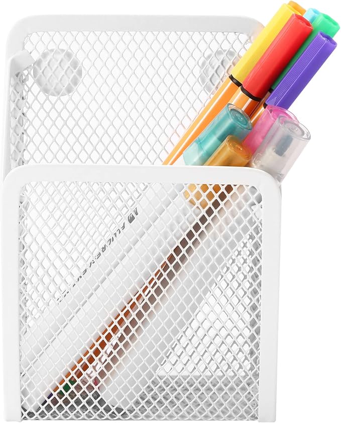 Magnetic Pencil Holder,Mesh Stainless Steel Pen Basket, Metal Writing Utensil Storage Organizer for Whiteboard,Blackboard,Kitchen, Locker, Home, or Office | Metal Writing Utensil Storage Organizer for Whiteboard,Blackboard,Kitchen, Locker, Home, or Office - Image 2