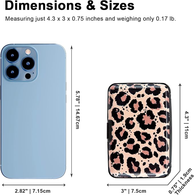 Credit Card Holder, Metal Card Wallet RFID Blocking Mini Slim Aluminum Business Hard Card Case for Women Men (Leopard Skin Print) - Image 5