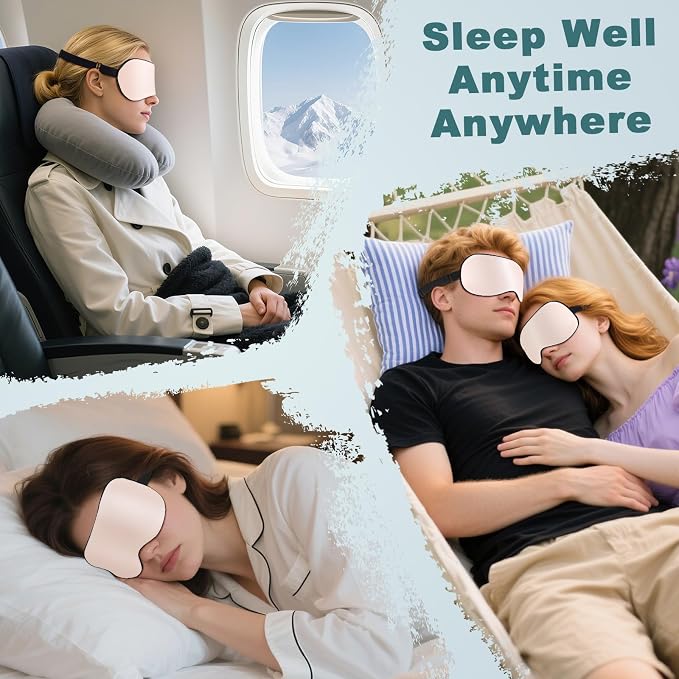 Adjustable Silk Eye Mask for Sleeping, Soft Sleeping Eye Shade Cover for Women, Good for Blocking Light, Reducing Puffiness, Enhancing Sleep Quality - Image 6