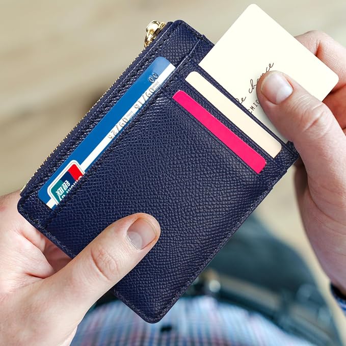 Valentoria Slim RFID Blocking Card Holder Small Pocket Wallet Keychian Zipper Coin Purse Mini Cash & Coin & Cards Case for Women Men | Slim - Image 5