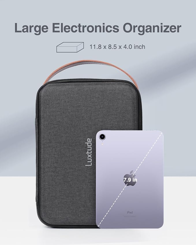 Large Electronics Organizer Travel Case for Chargers and Cords | Hard Case for Electronics, Travel Essentials for Chargers/Mouse/USB Drives/SD Cards, Tech Gifts (Case Only) - Image 4