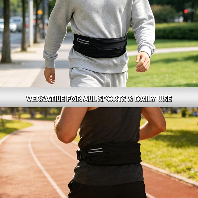 Running Pouch Belt Runner Waist Pack for Women and Men - Runners Hiking Climbing Fanny Pack - Adjustable Running Pouch (3 Pockets) Running Belt With Headbands - Image 7