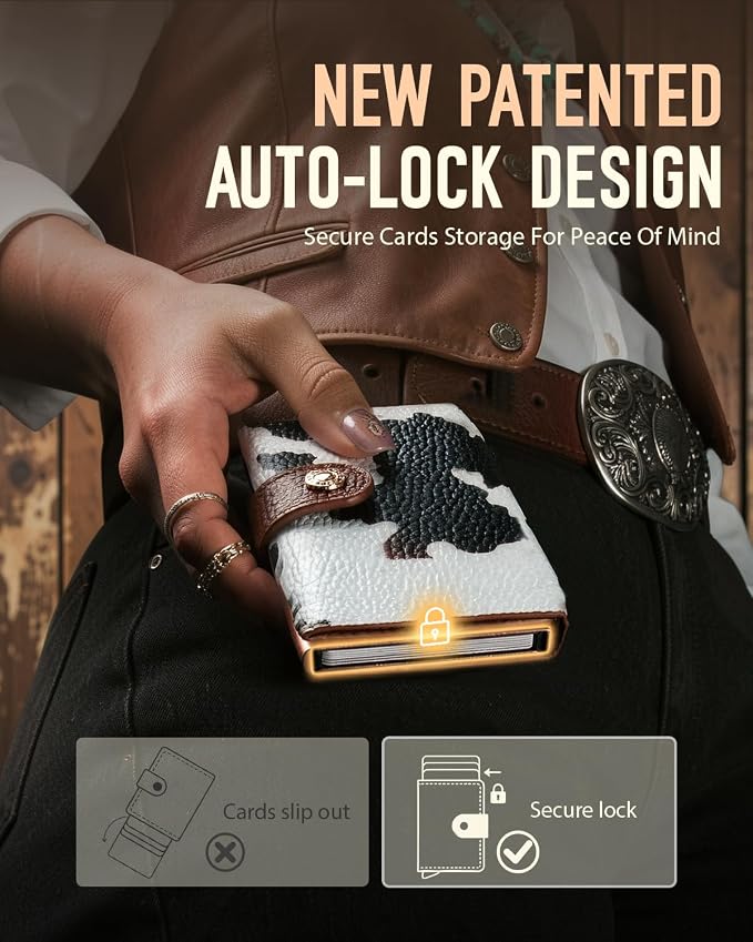 Women Wallet RFID Blocking Wallet for Women, Slim Small Size, Cow Print Top Grain Leather, Pop up Credit Card Holder, Trifold, Minimalist, 9-11 Cards Capacity ID Window Cash Pocket,Gift for Her - Image 8