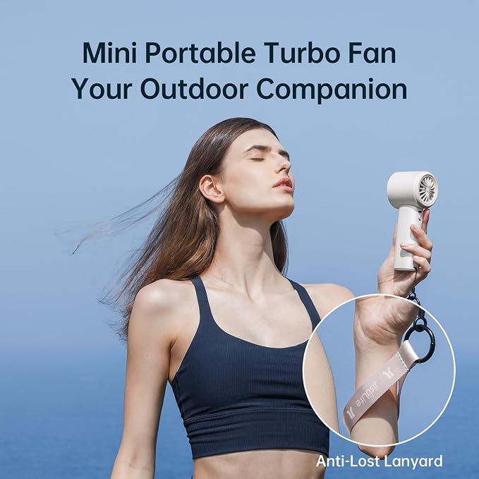 JISULIFE Handheld Fan Pro1S - Next-Gen Airflow: Up to 12H Runtime | Pearlescent ABS-Elegant Strength, 1-100 Speed Scroll Wheel, 3600mAh-Portable Fan for Travel, Gifts for Women Men(Cloud White) - Image 6
