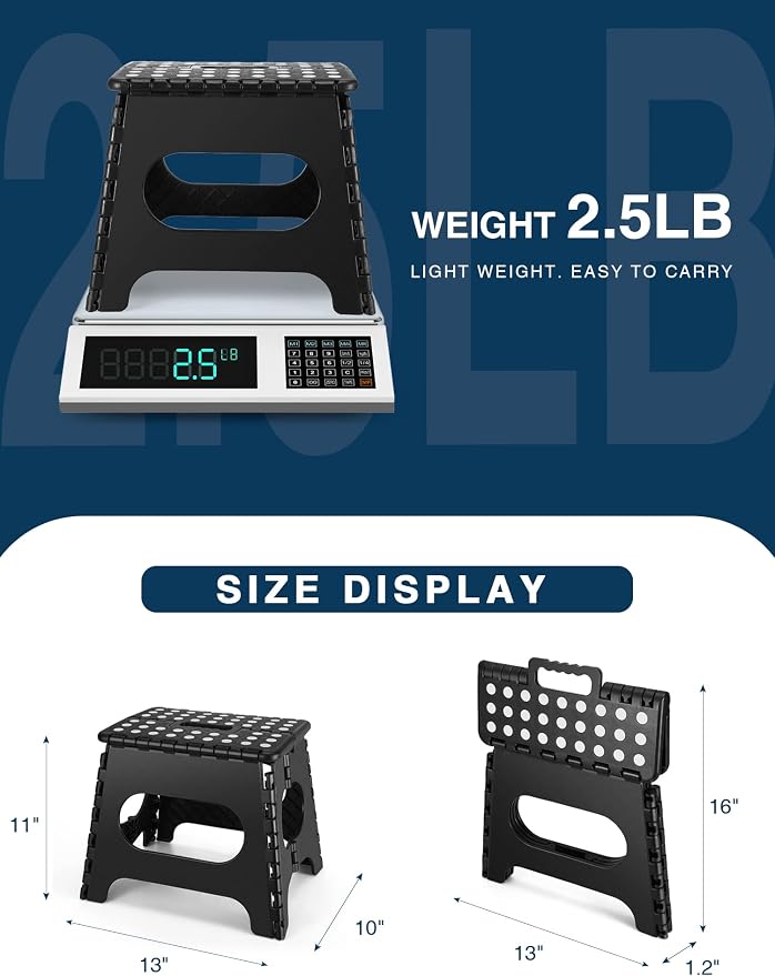 Dyforce Kids Step Stool 11 Inch, 300lbs Folding Step Stool for Adults | Toddler Step stool Black,Anti-slip Heavy Duty with Carry Handle, Lightweight Foldable Stool for Bathroom Kitchen Bedroom - Image 7