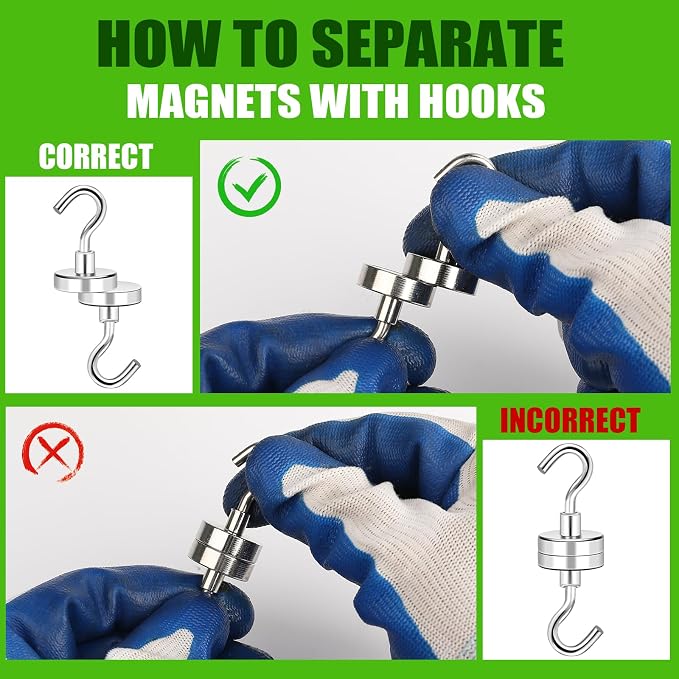 Magnetic Hooks 120Lbs Heavy Duty Magnets with Hook for Cruise Cabin | Strong Magnet Hooks for Hanging Super Metal Magnetic Hanger for Grill Fridge Kitchen Pack of 20 - Image 5