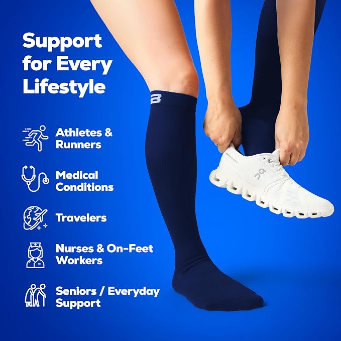 SB SOX Compression Socks for Men & Women (15-20mmHg) | Best Compression Socks for Flying, Medical, Sports, Wide Calf Fit, Pregnancy, and Daily Wear - Image 4