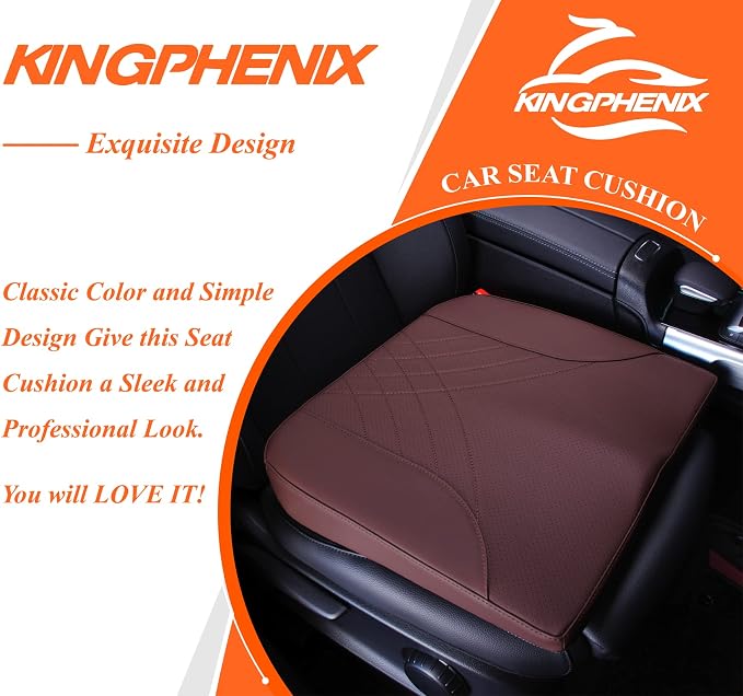 kingphenix Memory Foam Car Seat Cushion for Driving Comfort and Office Use | Coccyx and Lower Back Pressure Relief, Non-Slip Seat Cushion for Cars, Trucks, SUVs, Long Drives and Office Chairs, Brown - Image 9