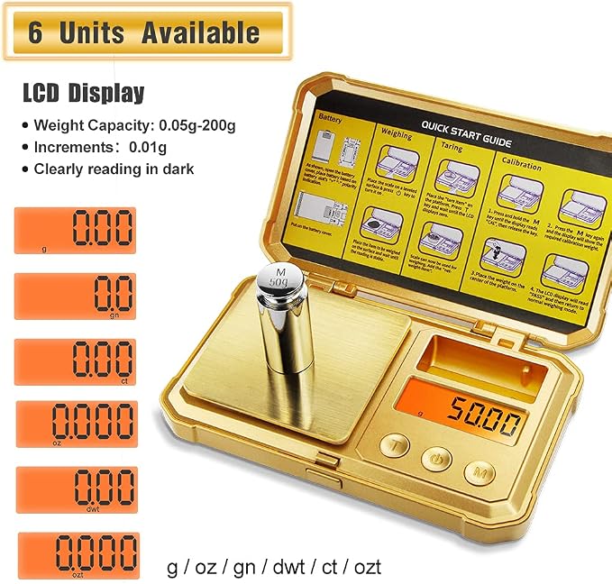Fuzion Digital Gram Scale 200g/0.01g, Gold Scale for Jewelers | Embossed Steampunk, Dragon & Pirate Design, Pocket Herb Scale with 6 Modes, Tare(50g Calibration Weight & Battery Included) - Image 3