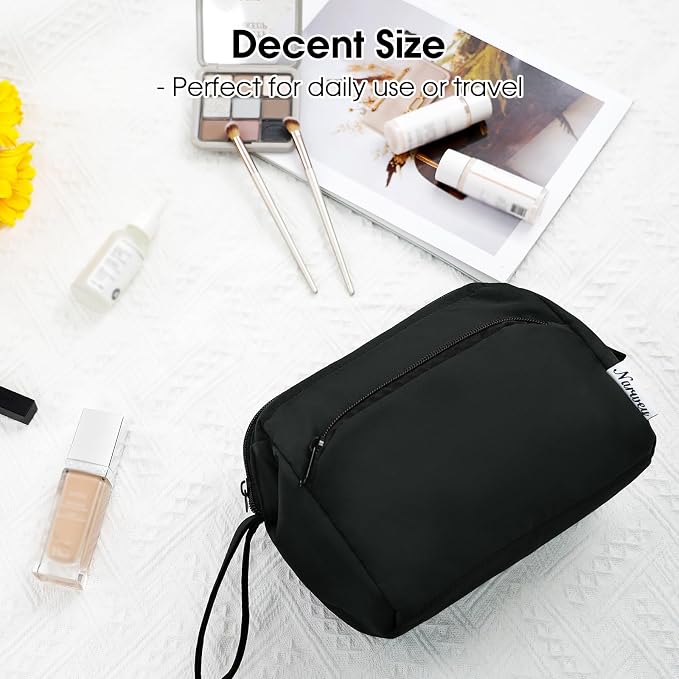 Narwey Makeup Bag Women Wide-open Make up Bag Travel Cosmetic Bag Organizer Toiletry Bag for Cosmetics Toiletries Accessories (Black) - Image 7