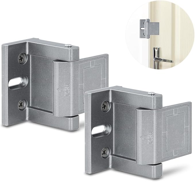 High-Security Reinforced Door Lock – Aluminum Privacy Latch for Home and Hotel, Easy Installation with Stainless Steel Screws, Interior Night Lock for Added Protection(Gary-2 Pack) by Unknown