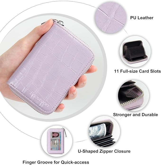Credit Card Wallet, RFID Card Case Wallet, Zipper Card Cases Holder for Men Women, RFID Blocking, KeyChain Wallet, Compact Size Card Organizer Case for Women - Image 5