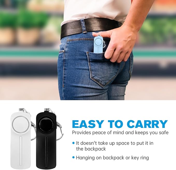 Safesound Personal Alarm: Your 130dB Self-Defense Companion - Keychain Emergency LED Flashlight - Security and Protection for Women, Girls, Kids, and The Elderly (White, 1) - Image 7