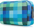 E-Tree Cute Small Makeup Bag,Cosmetic Toiletry Make up Little Items Pouch for Purse,Zipper Mini Tech Charger Cable Electronic Organizer Case,Travel Accessories for Women Men Teen,Blue Checkered by E-Tree