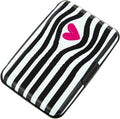 Credit Card Holder for Women Men RFID Blocking Wallet Small Business Metal Slim Mini Aluminum Hard Case (Black White Striped Heart) by Kaabao