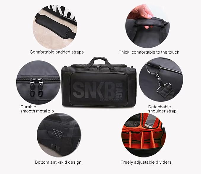 Sneaker Duffel Travel Bag for Men Shoe Bags for Travel Sneaker Bag Basketball Outdoor Sports Gym Bag Travel shoe bag With 3 Adjustable Compartment Dividers Travel Shoe Bags - Image 3