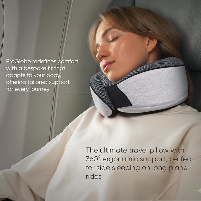 Travel Neck Pillow for Airplanes, Long Haul Flight Kit, Grey | 360 Head Support, Sleeping Essentials with 3D Contoured Eye Mask, Earplugs and Luxury Mesh Bag for Long Flights and Car - Image 6
