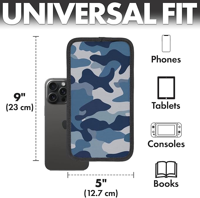 Airplane Phone Holder - Foldable Phone Stand for Plane Travel | Aluminum Build, 9 x 5 in. Blue Camo, Tabletop Mount Desk, Plane Tray Seat back, Treadmill, Fits iPhone Cell Phone - Image 3