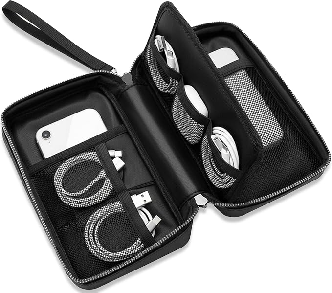 Fireproof Electronics Organizer Travel Case, Black | Water Resistant Tech Accessories Pouch, Explosion-proof Cord Storage Bag, Fireproof Zipper for Phone, Power Bank, Cables, USB by JHSafer