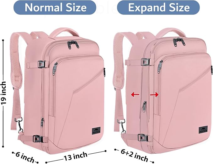 MATEIN Womens Travel Backpack, Extra Large Carryon Backpack for Airplane | Cute Weekender Daypack for Women, Traveling Accessories, Fit Overhead Bin, Water Resistant, Gifts for Frequent Traveler, Pink - Image 5