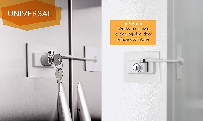 Premium Refrigerator Lock with Built-in Keyed Lock (White) - Image 4
