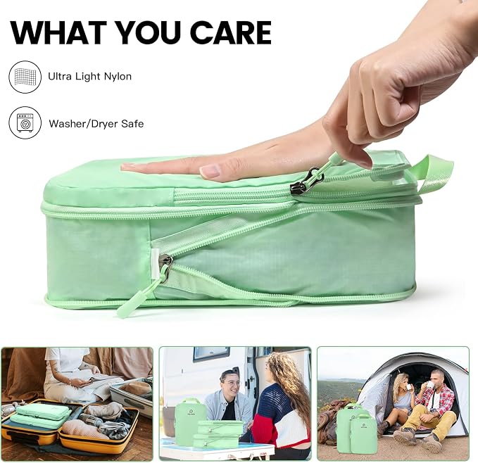 PFEYRPK Lightweight Compression Packing Cubes for Suitcases, Compressible Expandable Travel Packing Organizer with Clear Toiletries and Backpack Bag, Travel Essentials for Carry on Luggage 7 Set - Image 3