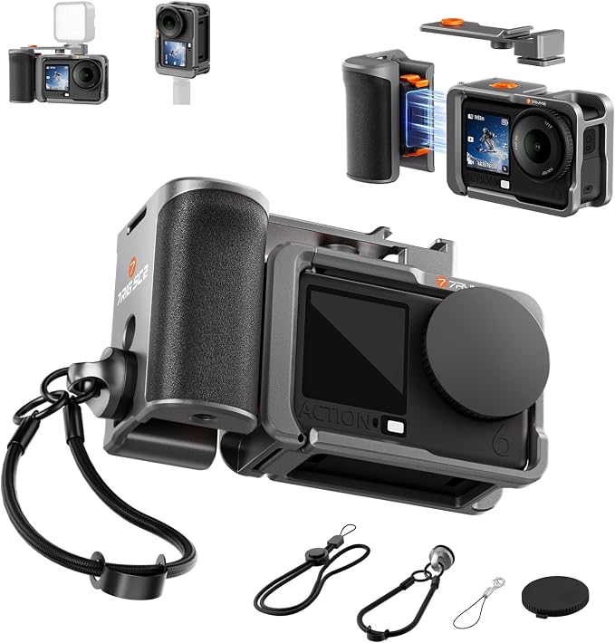 7RYMS 7RIG SC2 Street Grip Kit for DJI Osmo Action 6(Case+Handle Grip) | Quick Release, Cold Shoe, Lens Cover, Wrist Strap, Grip Holder for Street Photography, Vlogging, Video Recording by 7RYMS