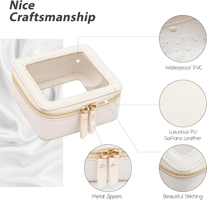 Aveniee Clear Makeup Bag Small, Mini Travel Toiletry Bag Cosmetic Bags Organizer, TSA Approved Clear Makeup Case Pouch with Zipper, Car Essentials for Women Men(Mini-White) - Image 2