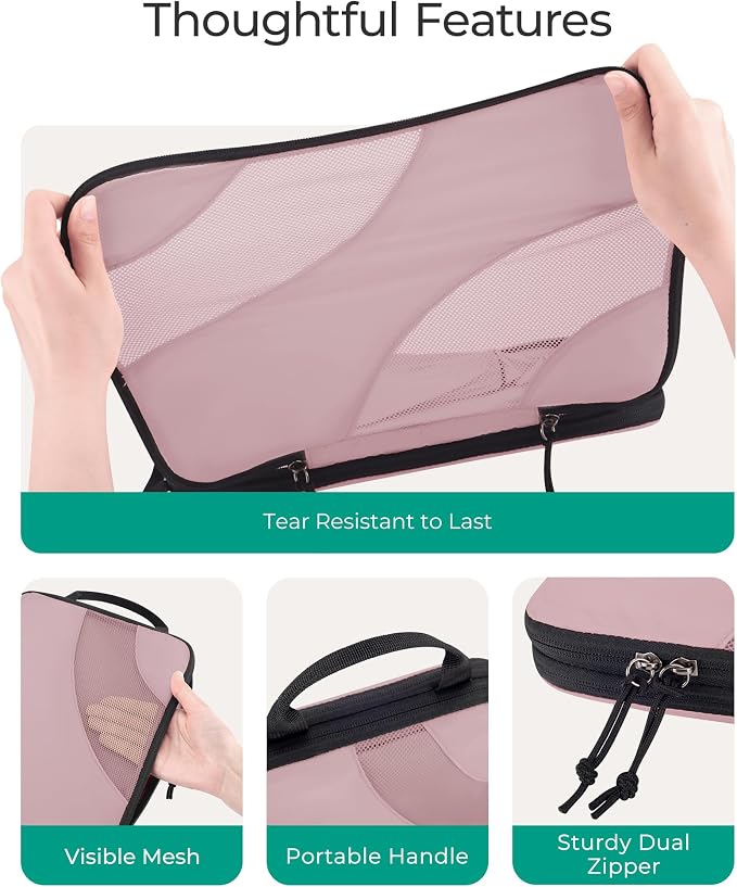 BAGSMART Compression Packing Cubes for Travel | Lightweight suitcase organizers bag set, space-saving double zipper expansion for carry-on luggage & travel organization - Image 7